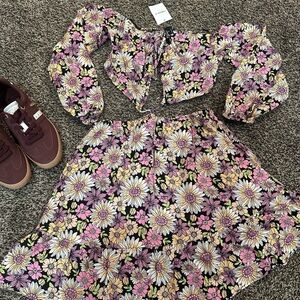 Floral cutout dress- Pink, Yellow & White Flowers